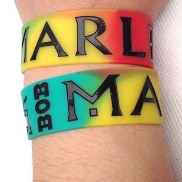 BOB MARLEY BRACELETS 2-PACK REGGAE WRIST BANDS - Picture 1 of 3